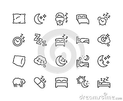 Line Sleep Icons Vector Illustration