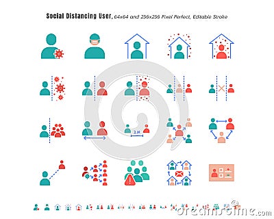 Simple Set of Social Distancing People or User. Coronavirus 2019 or Covid-19 Related. Such as Work from Home, Quarantine, Vector Illustration