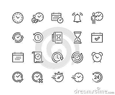 Line Time Icons Vector Illustration