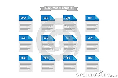 Simple set of types formats of document multimedia isolated icons Vector Illustration