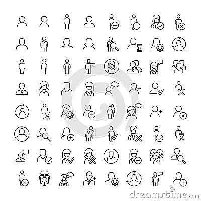 Simple set of user related outline icons. Vector Illustration