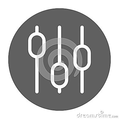 Simple Setting Panel or Preference Slider Icon for your design. Round border line art style. Vector illustration. Cartoon Illustration