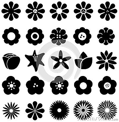 Simple shape geometric flower such as rose tulip sunflower daisy Vector Illustration