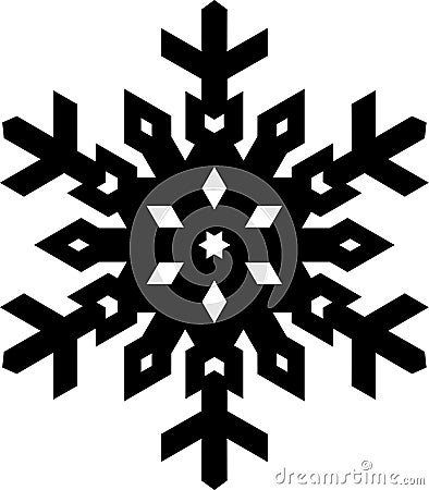 Simple shape stylish black snowflake for your design. Vector geo Vector Illustration