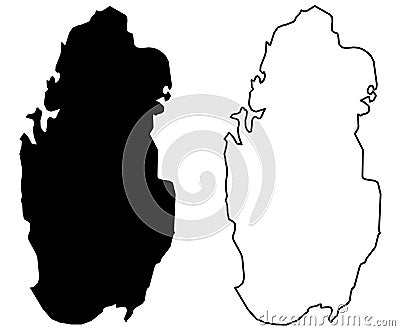 Simple only sharp corners map - State of Qatar vector drawing. Vector Illustration