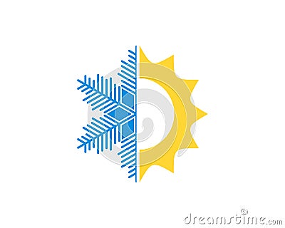 Simple shinning sun with half snow flower Stock Photo