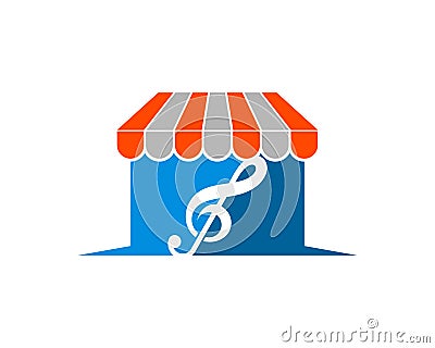 Simple shop with music note inside Vector Illustration