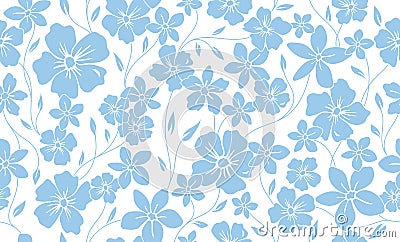 Simple silhouette classic floral seamless pattern. Flowers ornament background Vector Illustration