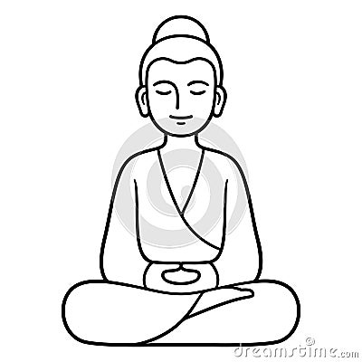 Simple sitting Buddha statue drawing Vector Illustration