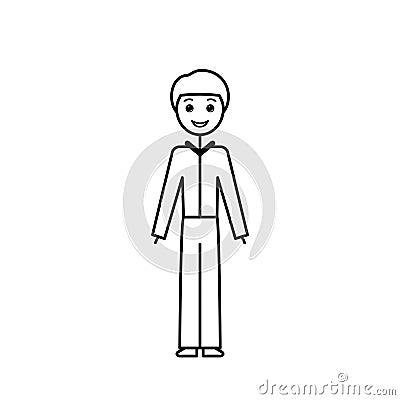 simple sketch male character, teacher, black outline office worker, editable line, for coloring book, vector Vector Illustration