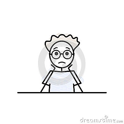 simple sketch scared guy sitting at the desk student doodle vector illustration pencil drawing with black outline Vector Illustration