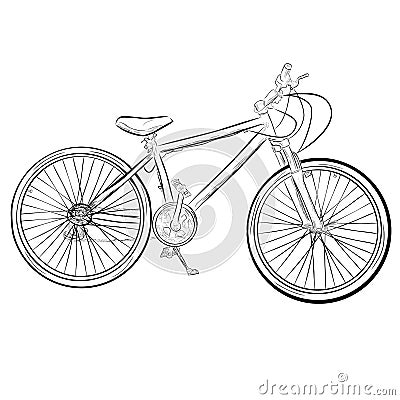 Simple sketchy mountain bike at white background Vector Illustration