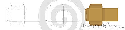 Simple slim square paper box template, trim scheme to make package, open geometric model layout on white background Vector Illustration