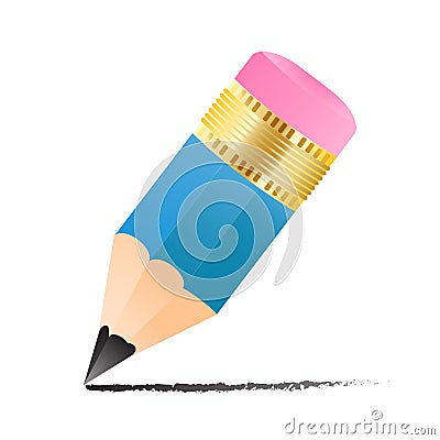 Simple small pencil icon with drawn line isolated. Vector icon Vector Illustration