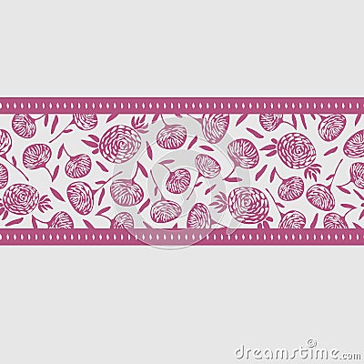 Simple small scale floral vector seamless border Vector Illustration