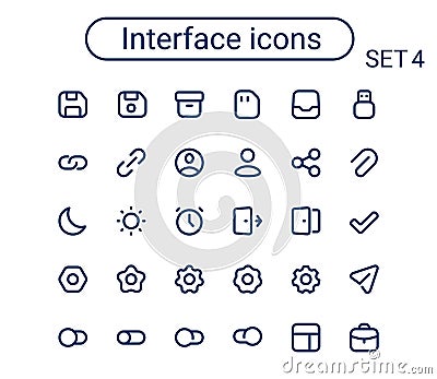 Simple small solid icons set. Rounded mini vector icons. Pixel perfect. Set 4 Vector Illustration