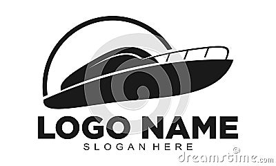 Simple speed boat logo design Vector Illustration