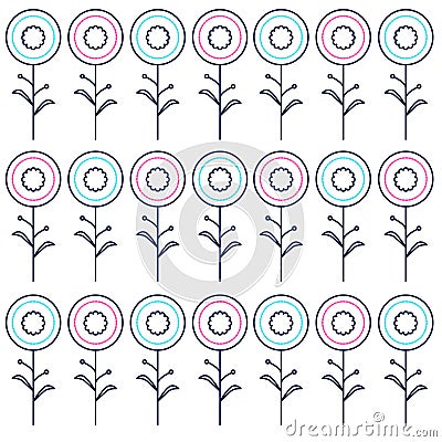 Simple Spring Flowers Texture, Background, Pattern Vector Illustration