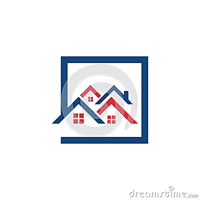 Simple Square House Home Logo Symbol Template Vector Illustration