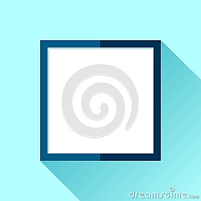 Simple squre frame in flat style. Blue frame on color background. Vector design object Vector Illustration