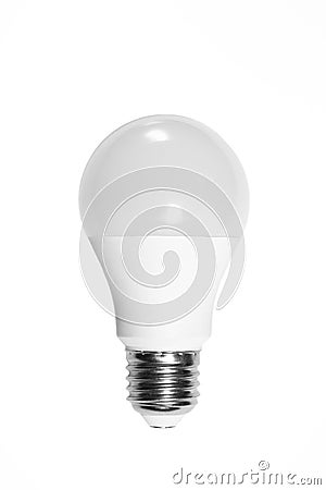 Simple standart form LED energy-saving lamp with E27 screw cap base isolated on white background Stock Photo