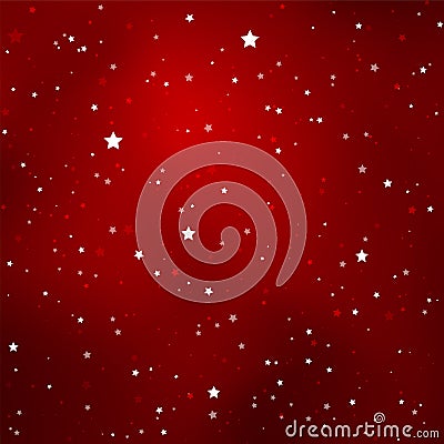 Simple Starry Dark Red Sky with Bright Simple Stars Vector Illustration
