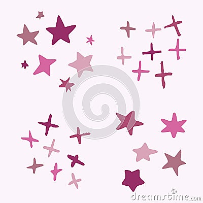 Simple starry sky motif vector set. Collection of nighttime icons for astrological bed time clipart. Vector Illustration