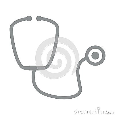 Simple Stethoscope Symbol Monochrome Vector Illustration