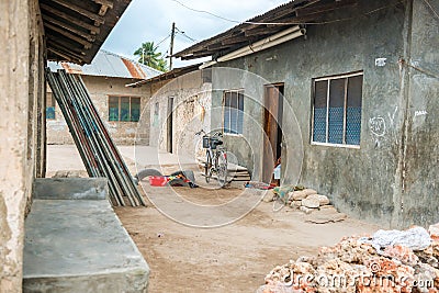 Simple street in african village Stock Photo