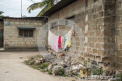 Simple street in african village Editorial Stock Photo