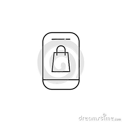 Simple street style line shopping bag icon. Stock Photo