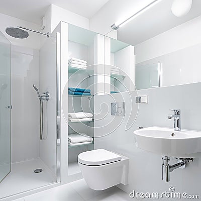 Simple style bathroom with shower Stock Photo