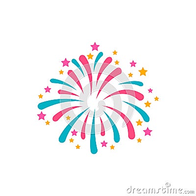 Simple style blue and red firework. Celebration decor element, national holiday, independence day Vector Illustration