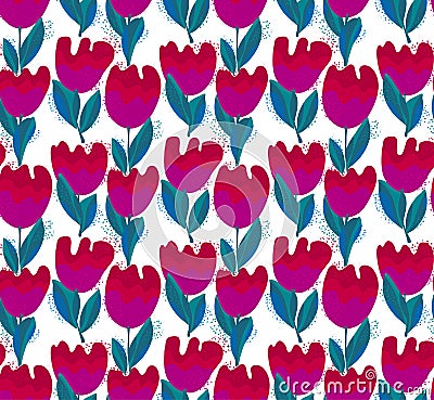 Simple stylish tulip flower seamless, pattern. Vector Illustration