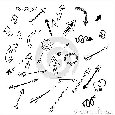 Simple and stylish vector hand drawn arrows. Vector Illustration