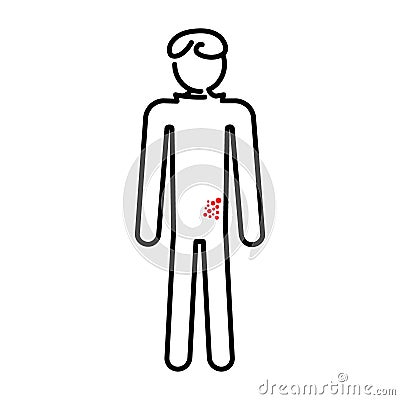 A simple stylized vector image of a man with a rash on his side Vector Illustration