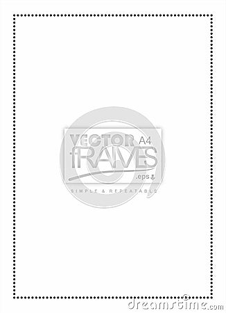 Dotted frame design vector. black dotes border design. Rectangular. A4 size frames. Modern frame design. Vector Illustration