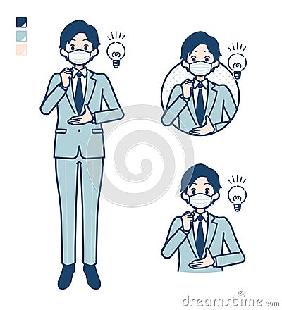 Simple suit businessman mask_idea Vector Illustration