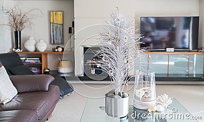 Simple summer Christmas decoration in New Zealand lounge room Stock Photo