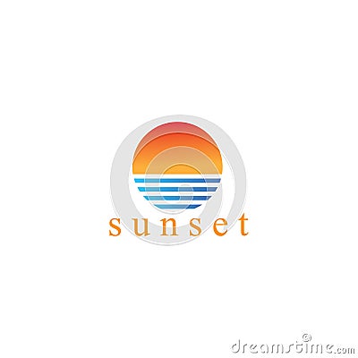 Simple sunset logo color design, vector illustration Vector Illustration