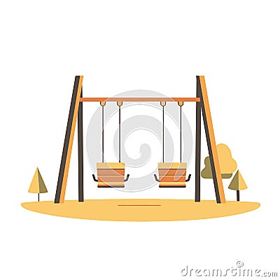 simple swing set at an empty playground flar vector Stock Photo