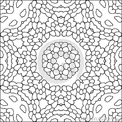 Simple symmetric coloring page for kids and adults. Relax black and white ornament, mandala. Stock Photo