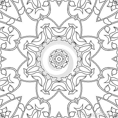 Simple symmetric coloring page for kids and adults. Seamless pattern for coloring. Stock Photo