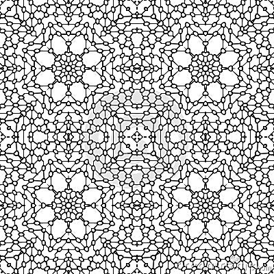 Simple symmetric coloring page for kids and adults. Seamless pattern, relax black and white ornament. Stock Photo