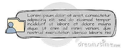 Simple text block with an icon of a person and a folder, archive, search and storage of information for the design Vector Illustration