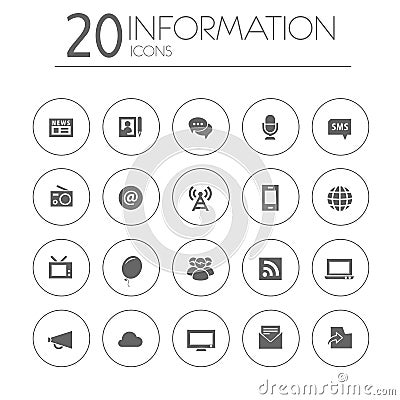 Simple thin information icons collection on white Vector Illustration