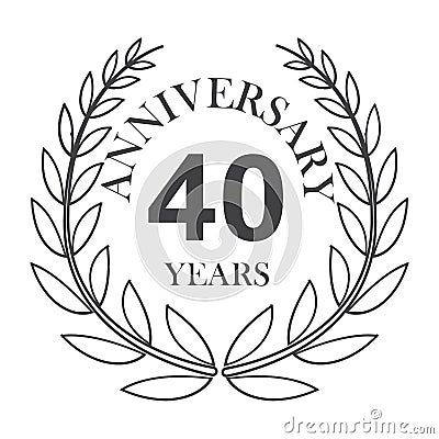 Thin line fortieth years anniversary sign icon Vector Illustration