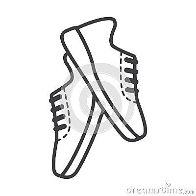 Thin line running shoes icon Vector Illustration