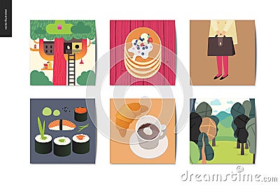 SImple things - postcards Vector Illustration