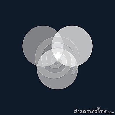Simple three intersection circles design. Image Filter icon. Infographic circles. Stock Vector illustration isolated on blue Cartoon Illustration